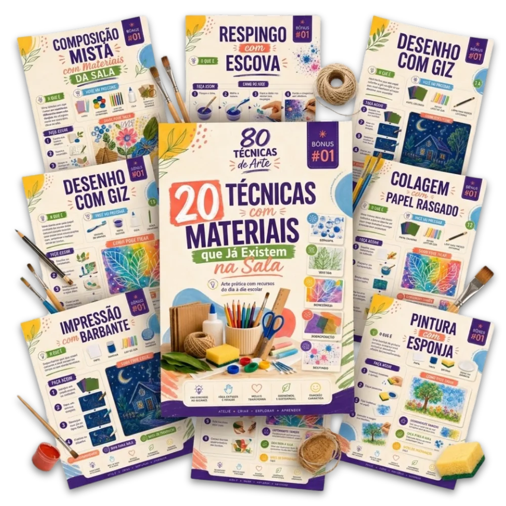 Mockup do Bônus 01 — 20 Técnicas com Materiais que Já Existem na Sala