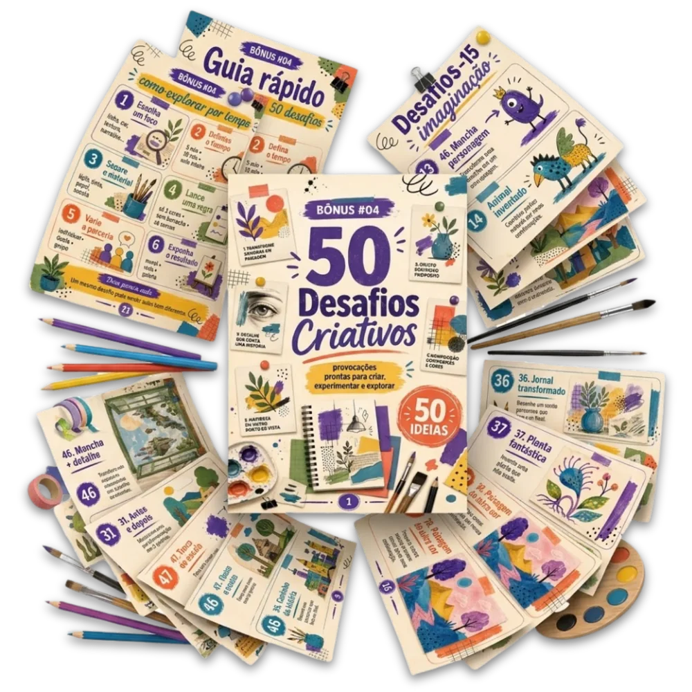 Mockup do Bônus 04 — 50 Desafios Criativos para Usar com as Técnicas